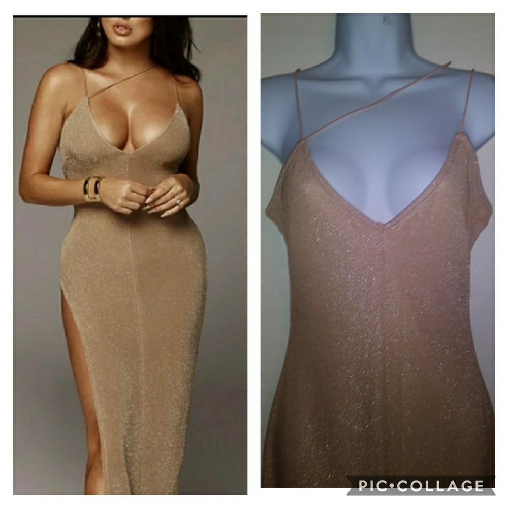 New gorgeous khaki gold shimmering dress